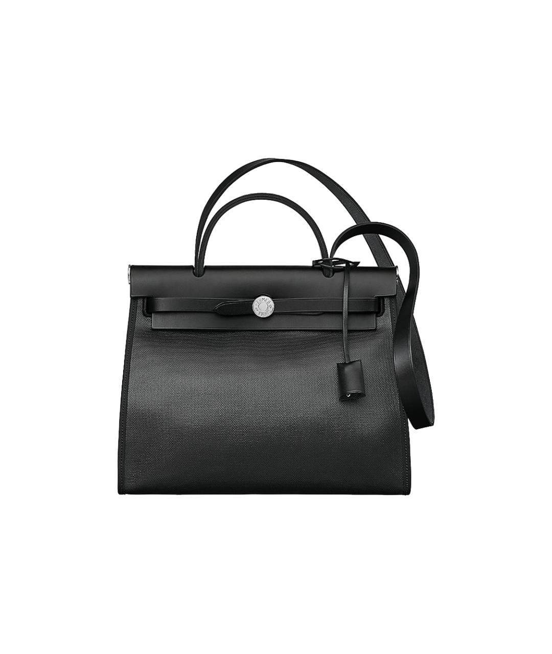 HERMES Черная кожаная сумка с короткими ручками, фото 1