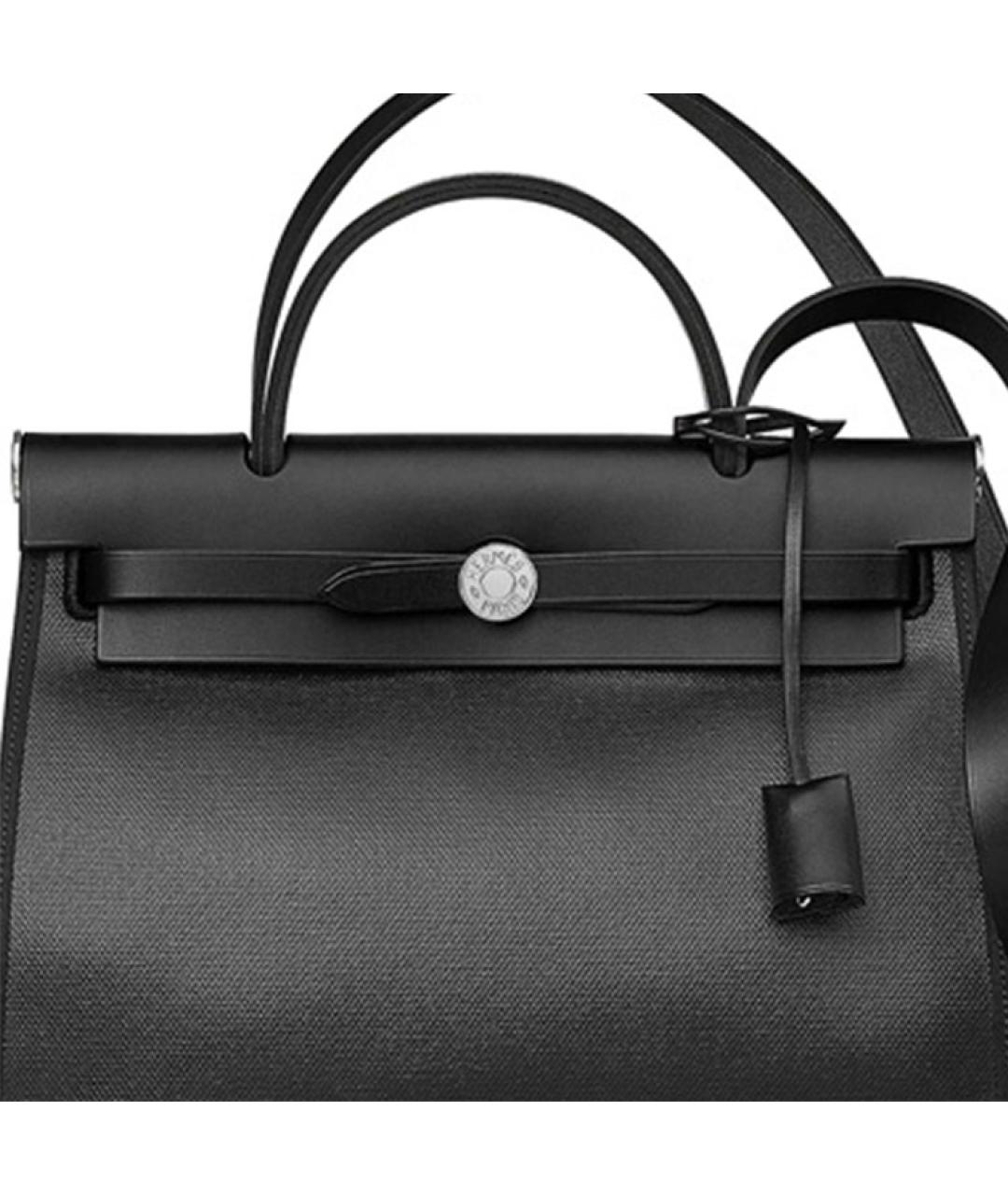 HERMES Черная кожаная сумка с короткими ручками, фото 5