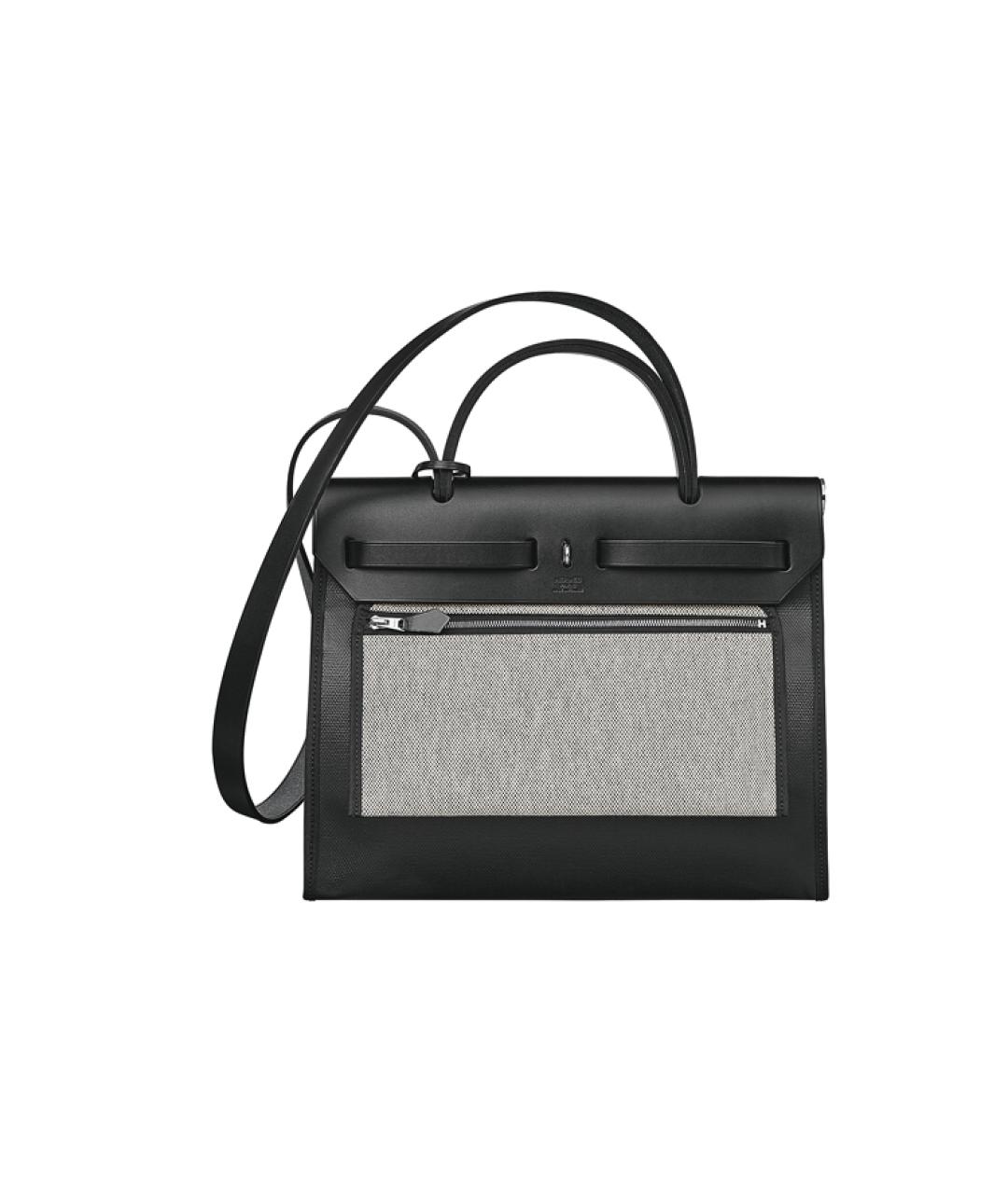 HERMES Черная кожаная сумка с короткими ручками, фото 3