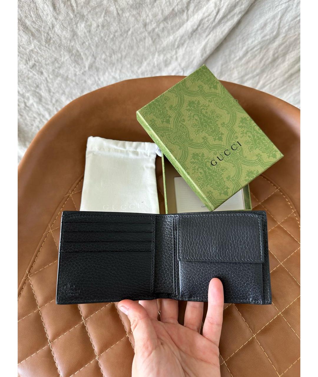 GUCCI Черный кожаный кошелек, фото 5