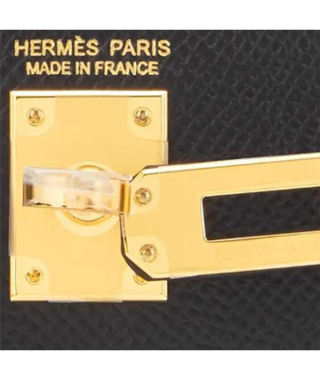 HERMES Черная кожаная сумка с короткими ручками, фото 7