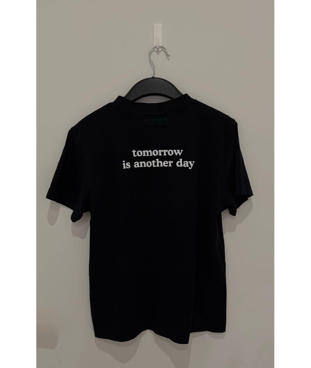 VETEMENTS Черная хлопковая футболка, фото 4