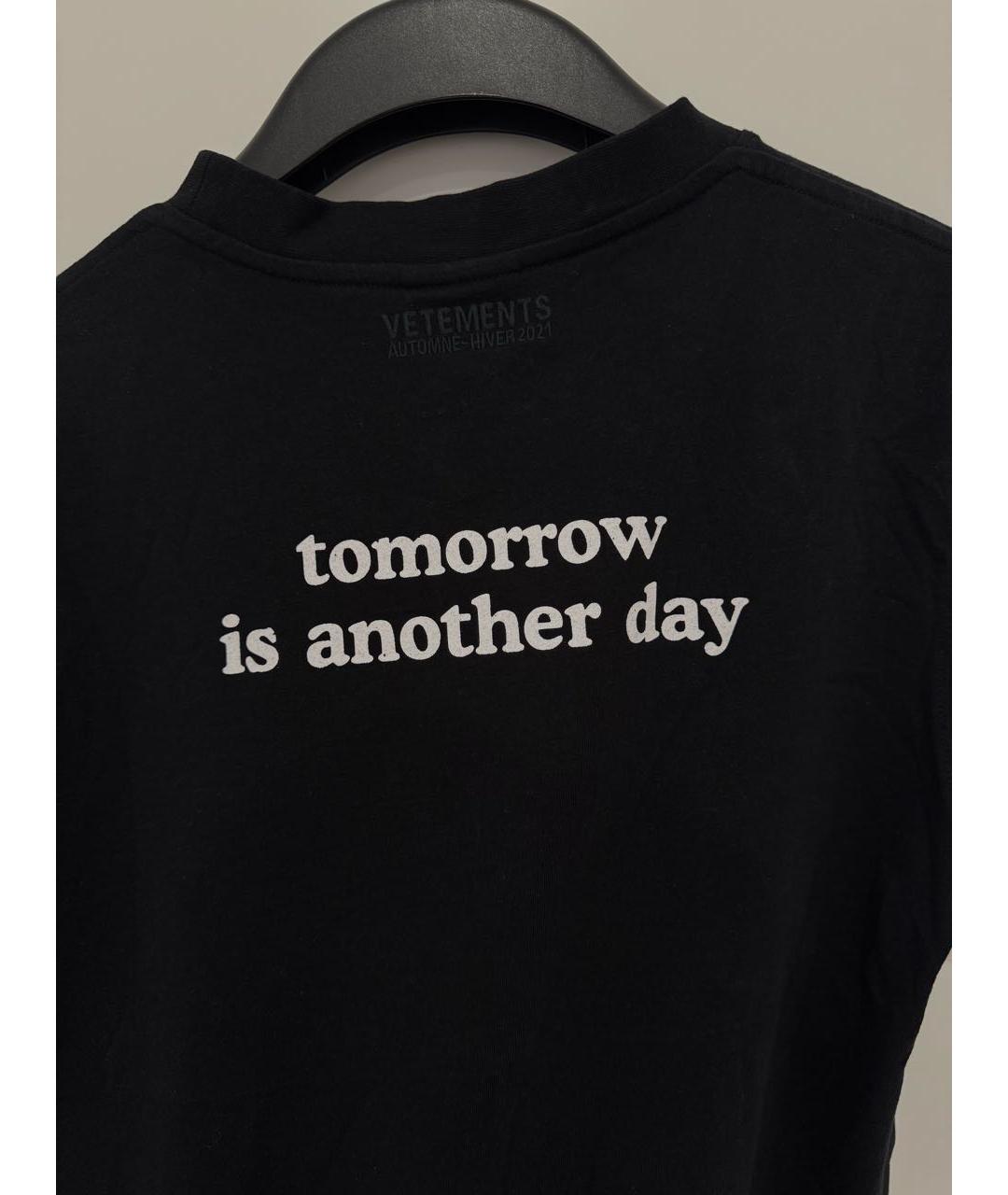 VETEMENTS Черная хлопковая футболка, фото 5