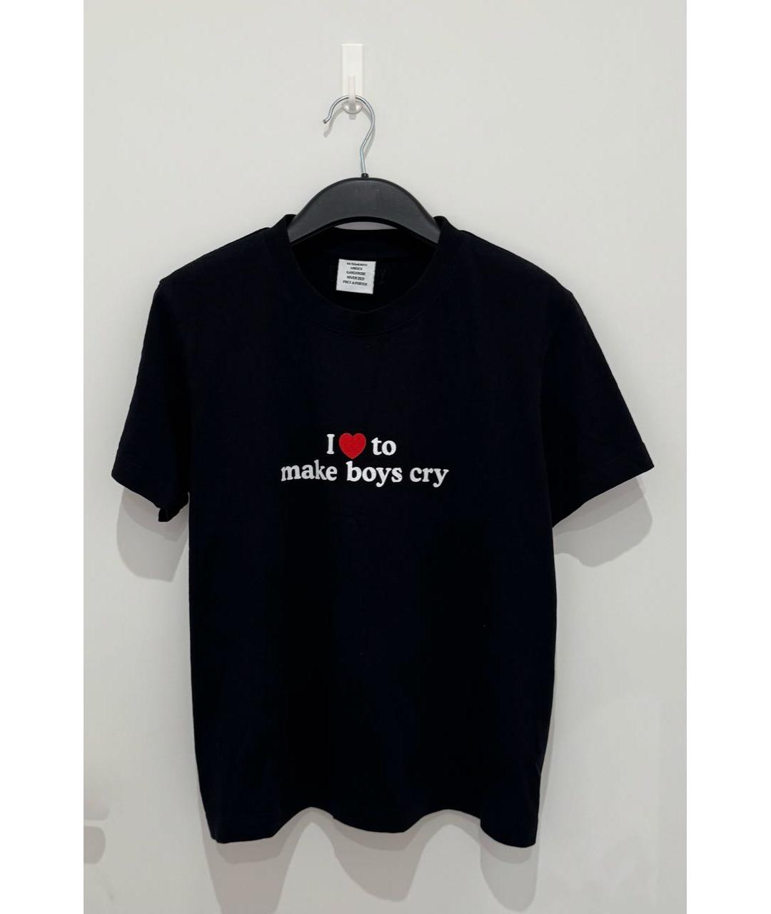 VETEMENTS Черная хлопковая футболка, фото 2