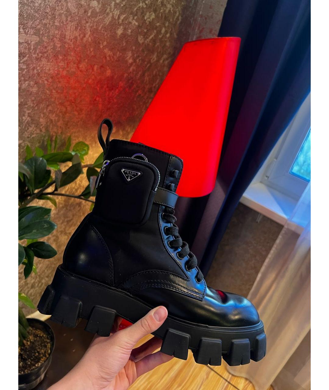 PRADA Черные кожаные высокие ботинки, фото 4