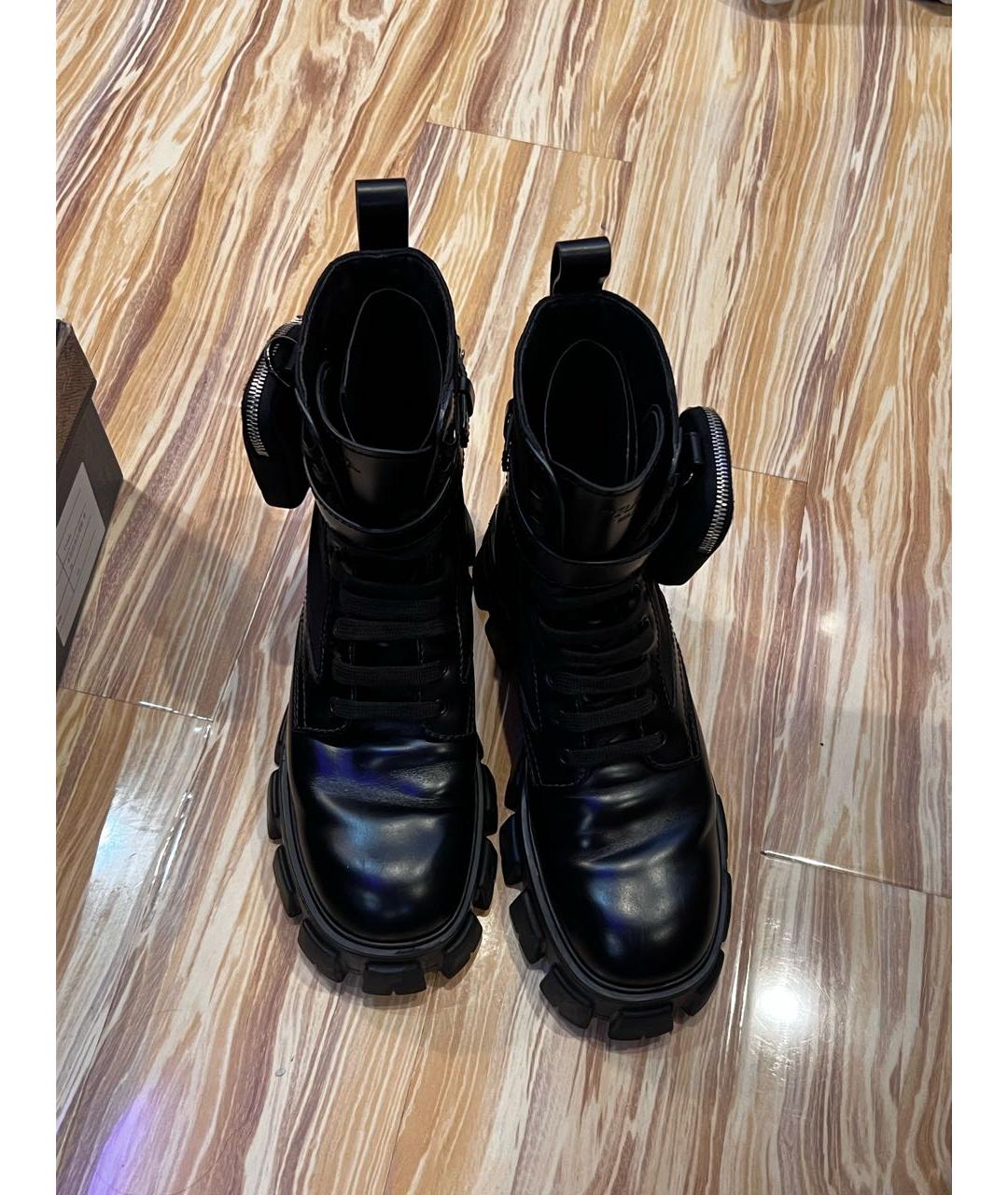 PRADA Черные кожаные высокие ботинки, фото 2