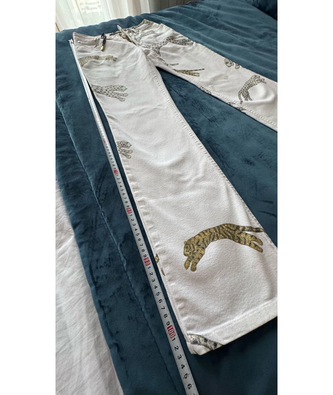ROBERTO CAVALLI Белые хлопковые прямые джинсы, фото 2