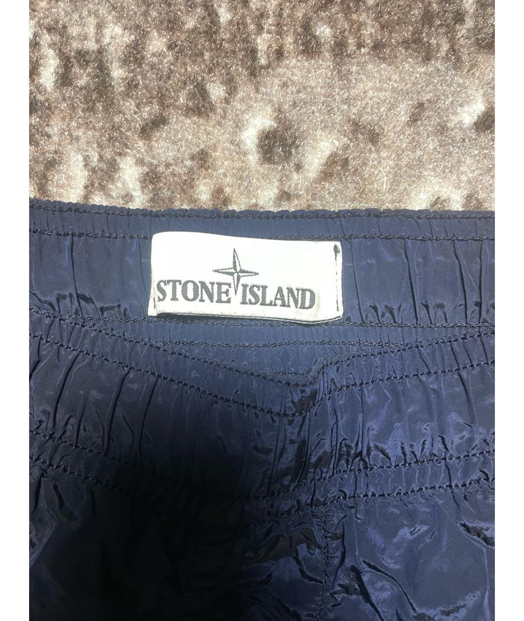 STONE ISLAND Темно-синие полиэстеровые шорты, фото 2