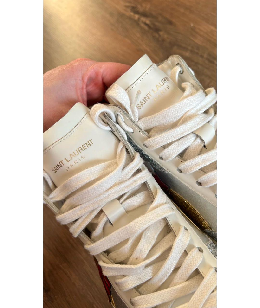 SAINT LAURENT Белые кожаные кеды, фото 3