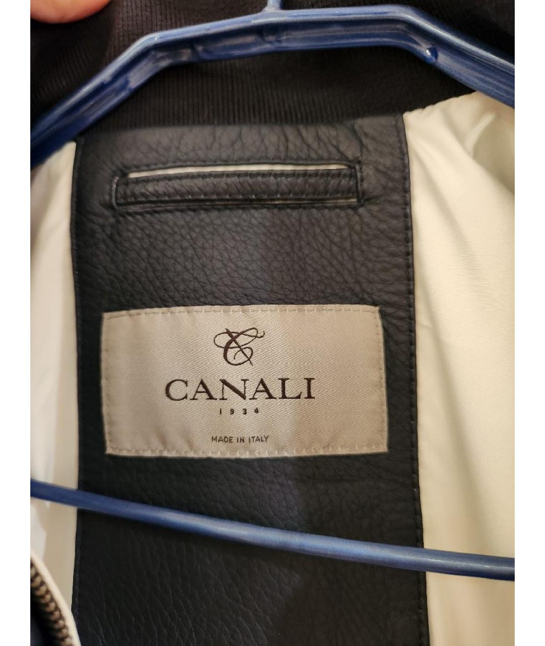 CANALI Темно-синяя кожаная куртка, фото 5