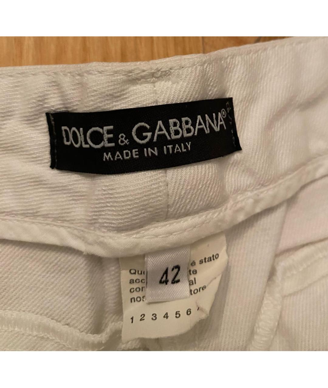 DOLCE&GABBANA Белые хлопковые джинсы клеш, фото 5