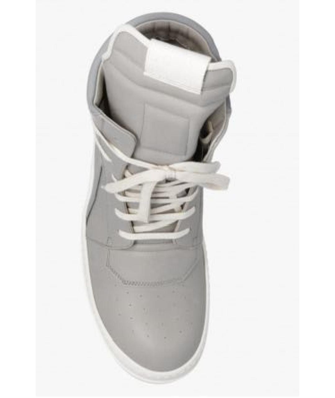 RICK OWENS Серые кожаные кеды, фото 4