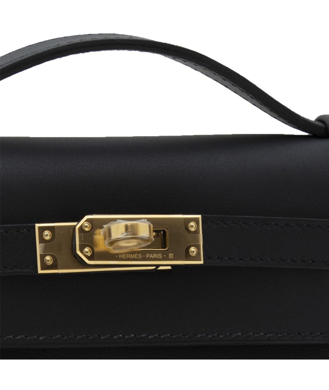 HERMES Черная кожаная сумка с короткими ручками, фото 5