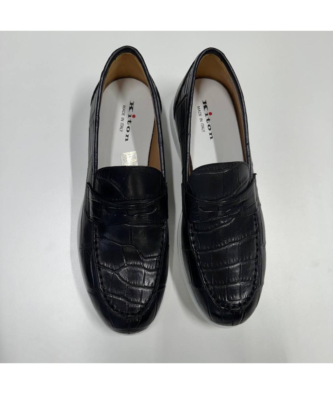 KITON Черные лоферы из экзотической кожи, фото 3