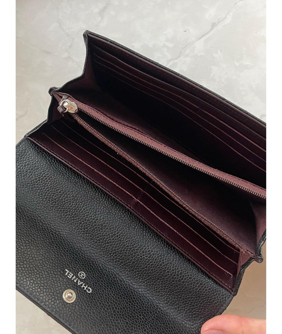 CHANEL Черный кожаный кошелек, фото 4