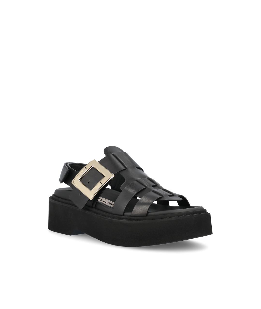 ROGER VIVIER Черные кожаные сандалии, фото 2