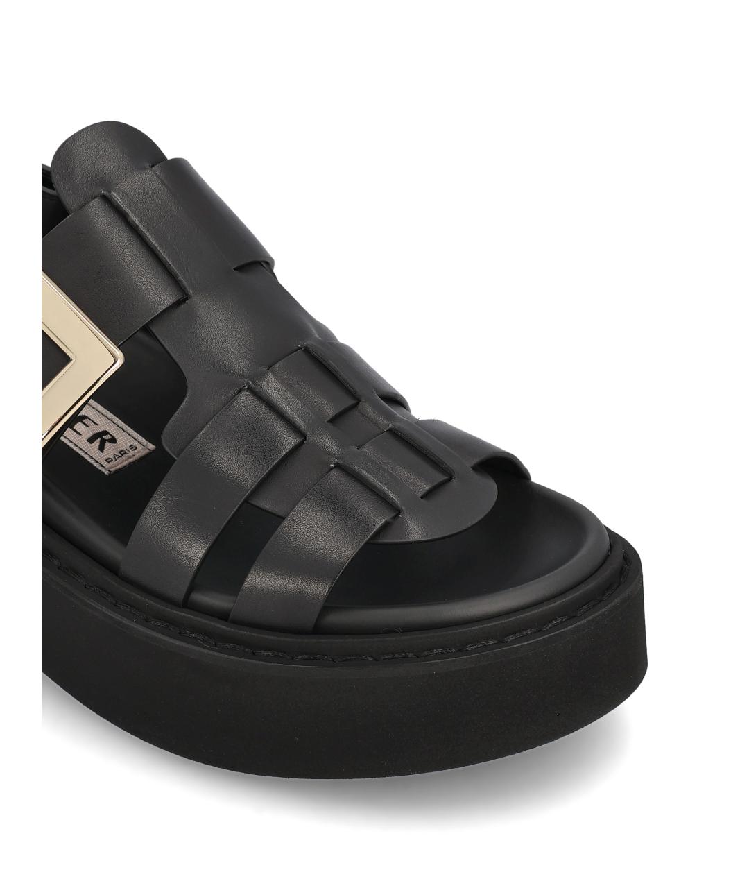 ROGER VIVIER Черные кожаные сандалии, фото 3