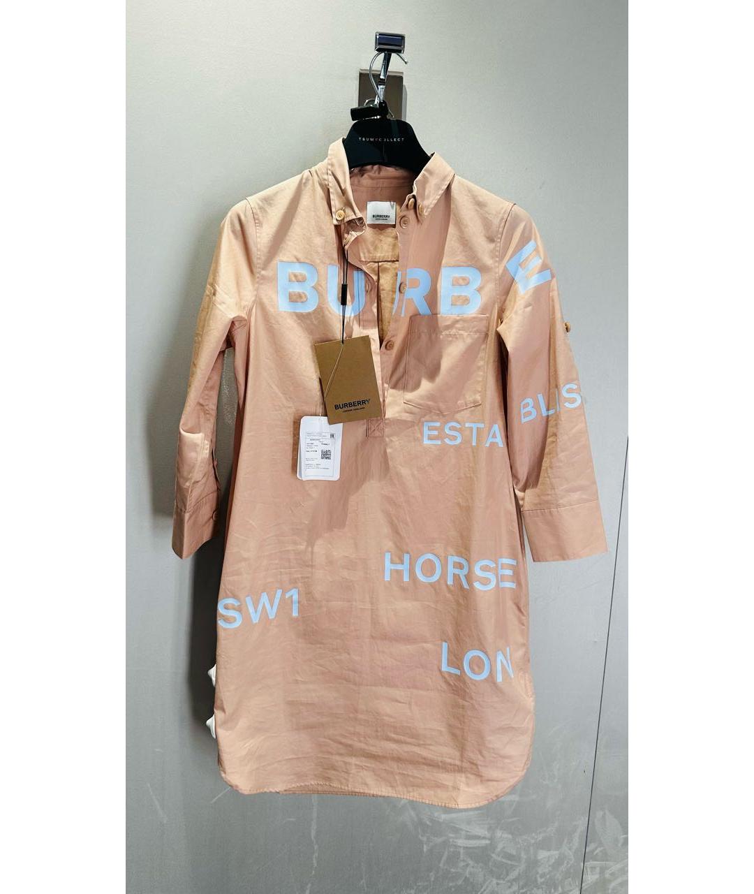 BURBERRY Бежевое хлопковое повседневное платье, фото 4