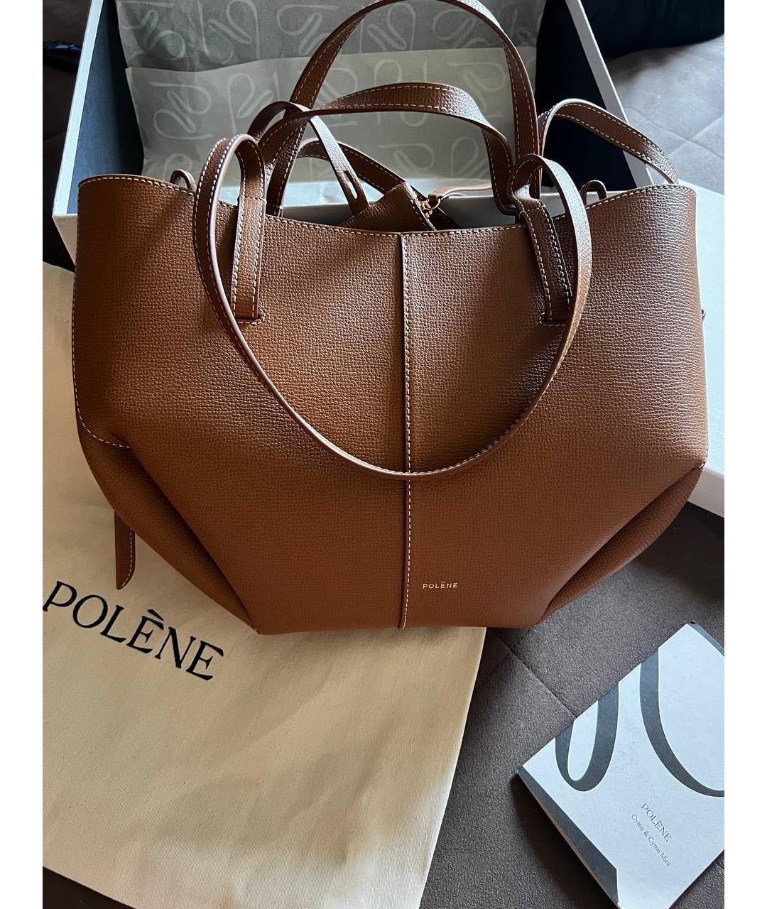 POLENE Коричневая кожаная сумка тоут, фото 5