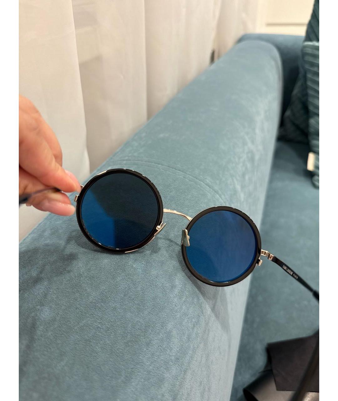 SAINT LAURENT Серебряные металлические солнцезащитные очки, фото 6