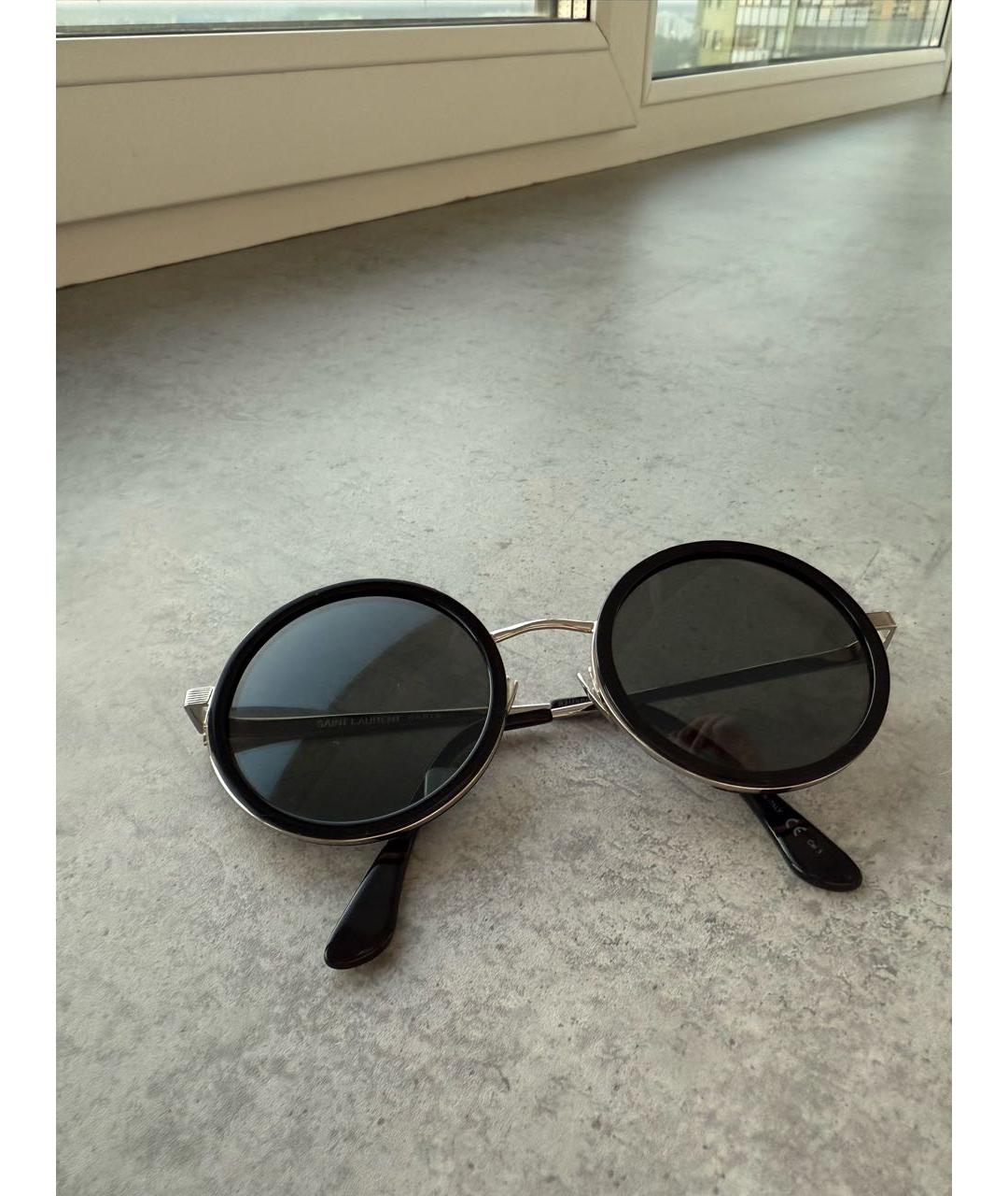 SAINT LAURENT Серебряные металлические солнцезащитные очки, фото 5