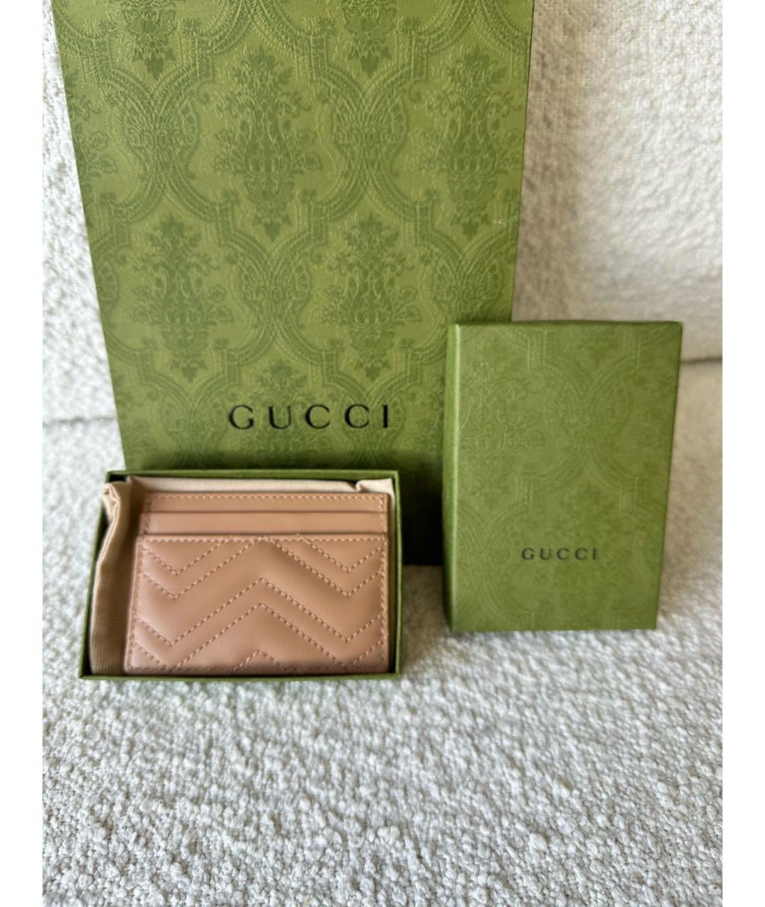 GUCCI Бежевый кожаный кардхолдер, фото 3