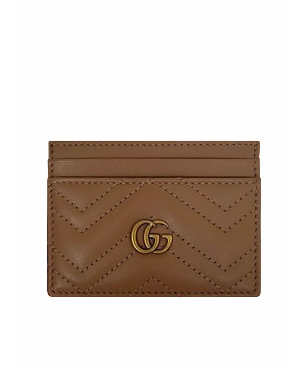 GUCCI Бежевый кожаный кардхолдер, фото 1