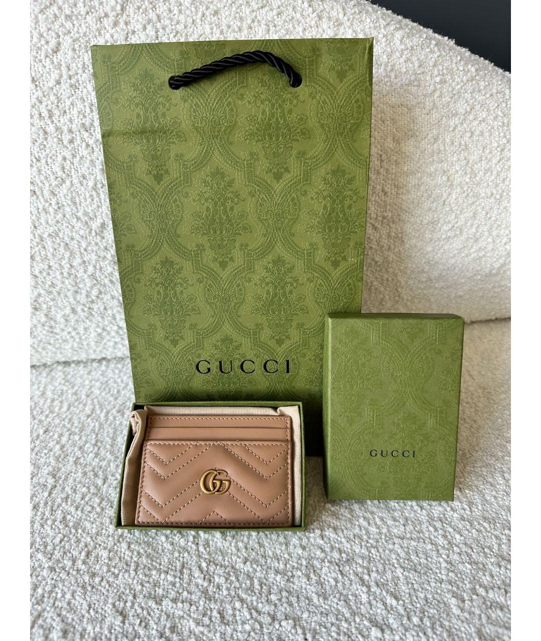 GUCCI Бежевый кожаный кардхолдер, фото 2