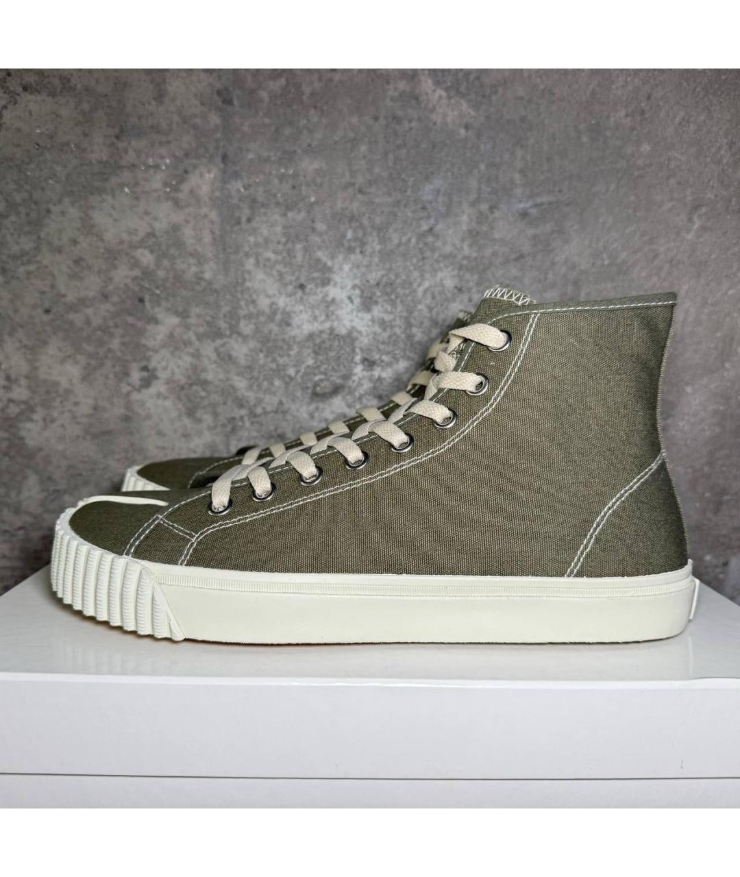 MAISON MARGIELA Хаки текстильные высокие кроссовки / кеды, фото 9