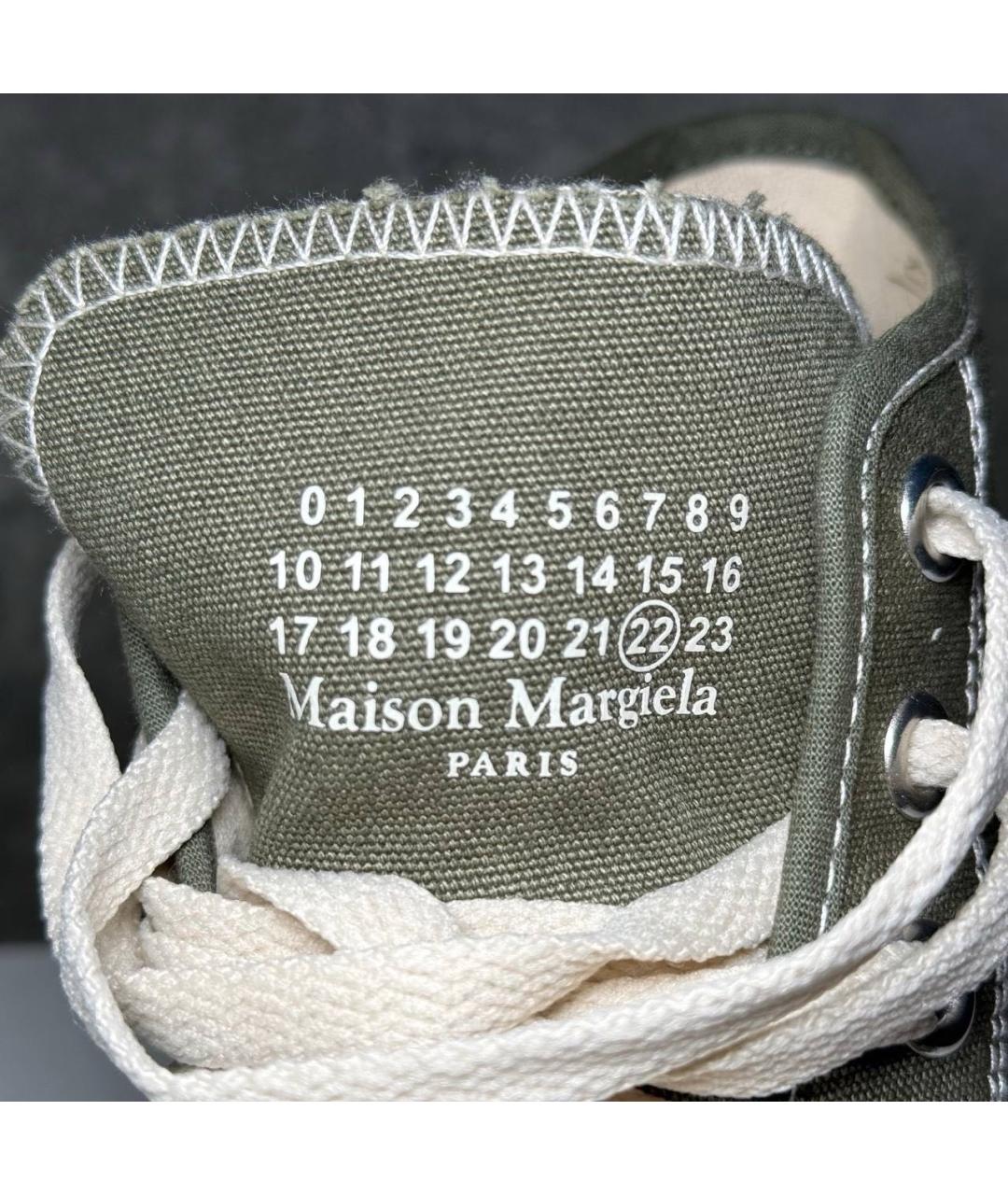 MAISON MARGIELA Хаки текстильные высокие кроссовки / кеды, фото 4