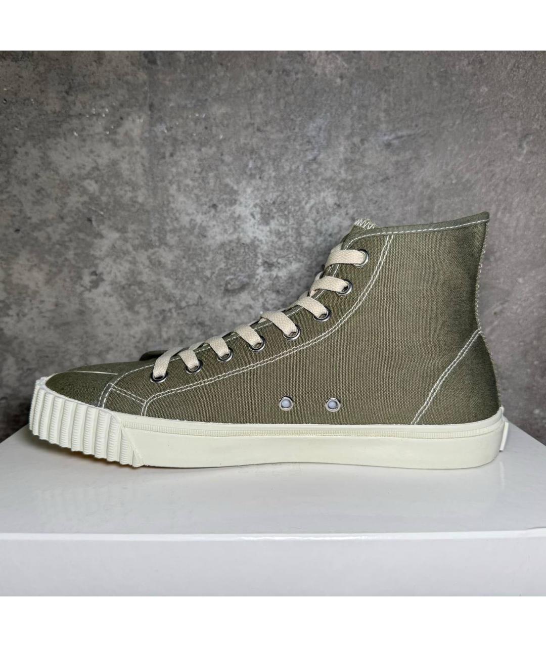 MAISON MARGIELA Хаки текстильные высокие кроссовки / кеды, фото 3