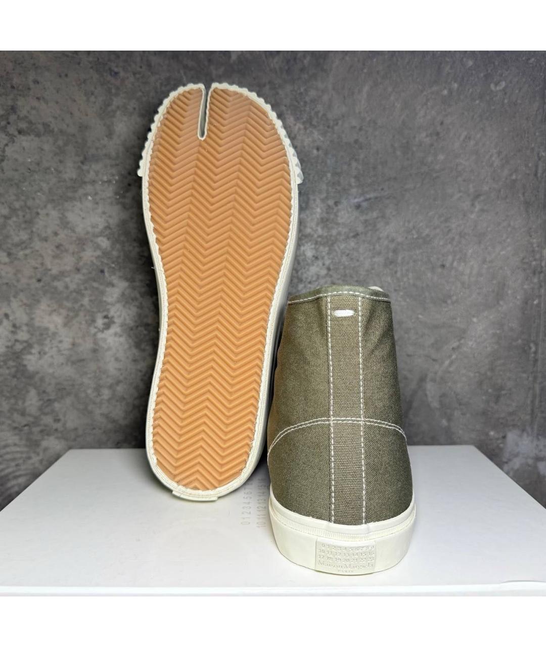 MAISON MARGIELA Хаки текстильные высокие кроссовки / кеды, фото 5