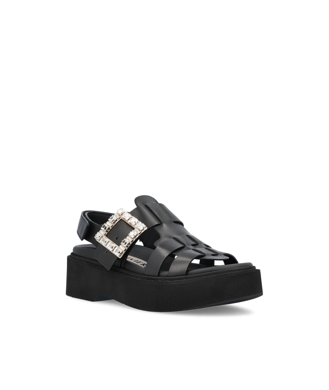 ROGER VIVIER Черные кожаные сандалии, фото 3