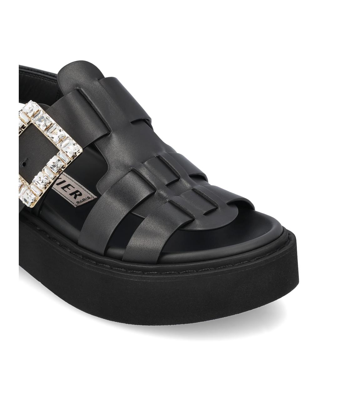 ROGER VIVIER Черные кожаные сандалии, фото 2
