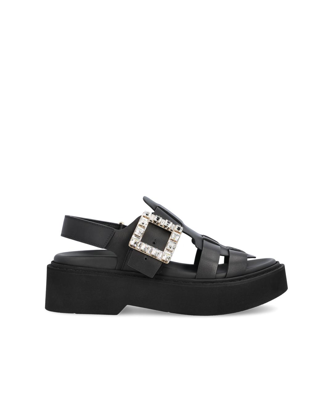ROGER VIVIER Черные кожаные сандалии, фото 5