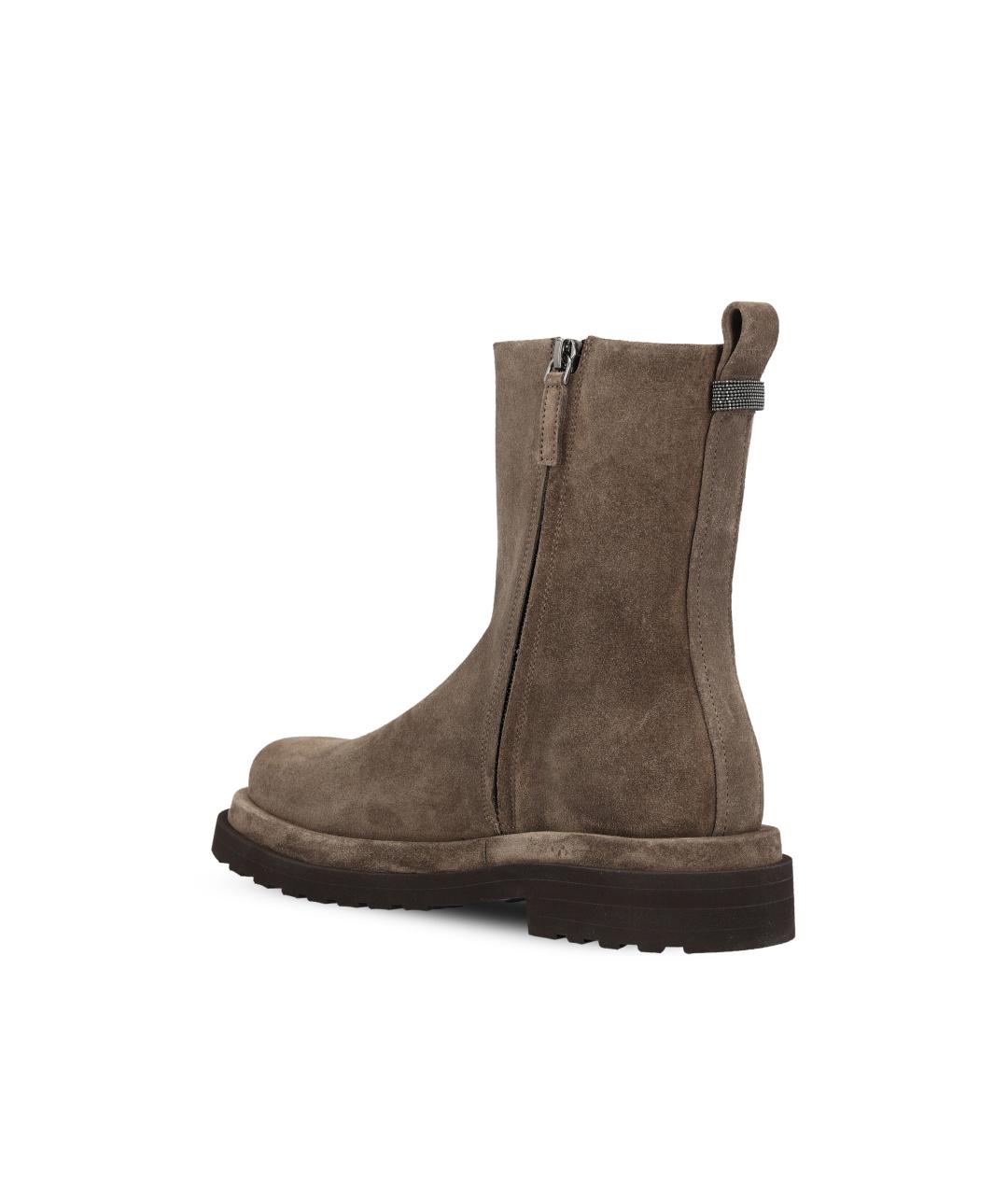 BRUNELLO CUCINELLI Коричневые кожаные ботинки, фото 4