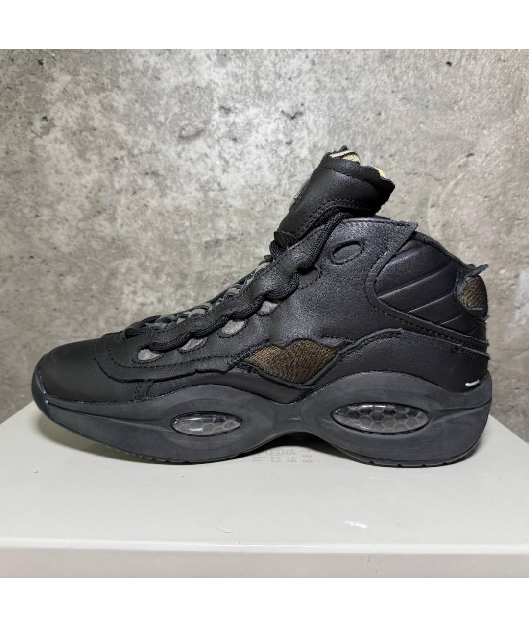 REEBOK Черные кожаные высокие кроссовки / кеды, фото 3