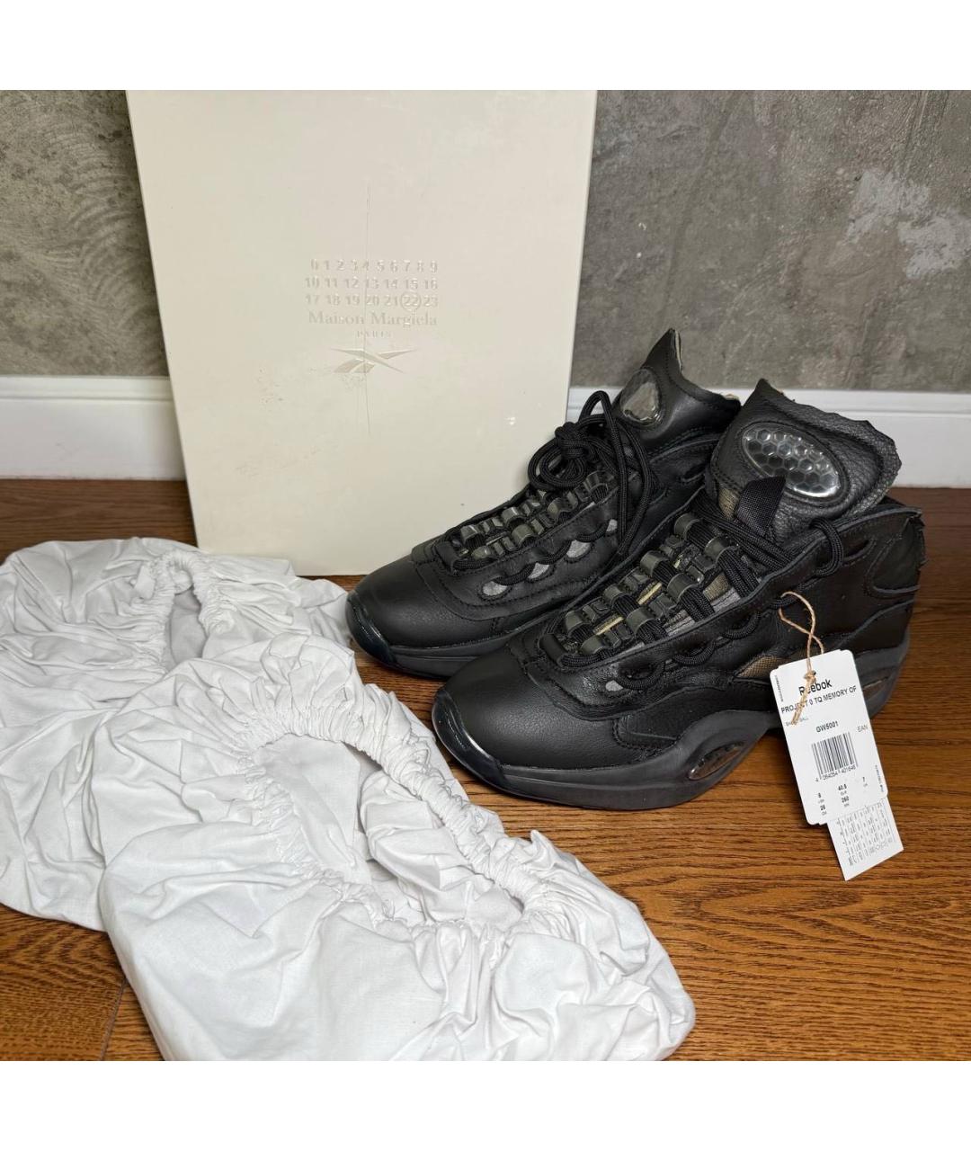 REEBOK Черные кожаные высокие кроссовки / кеды, фото 5