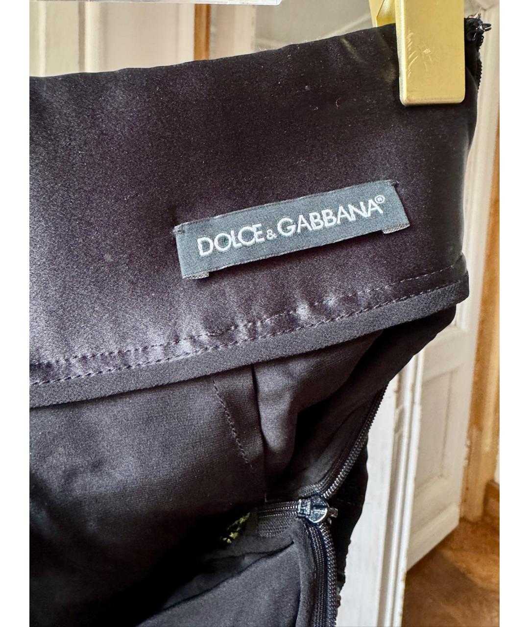 DOLCE&GABBANA Черная шелковая юбка мини, фото 9