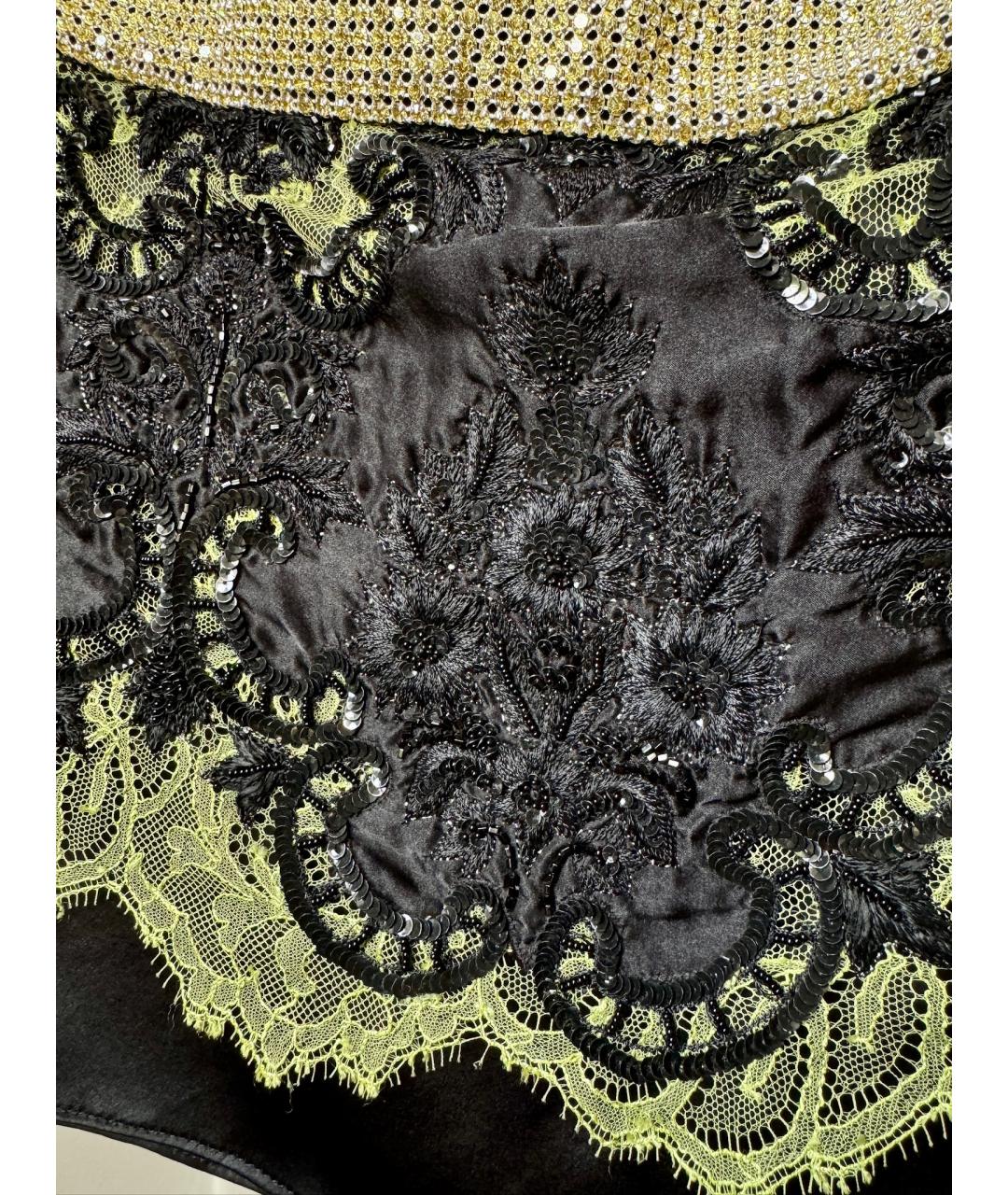 DOLCE&GABBANA Черная шелковая юбка мини, фото 4