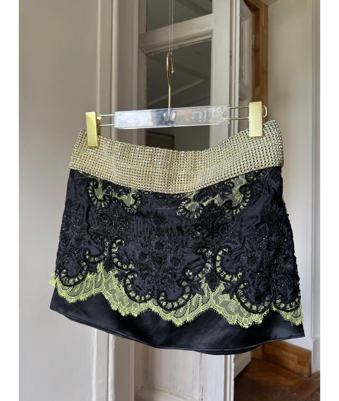 DOLCE&GABBANA Черная шелковая юбка мини, фото 10