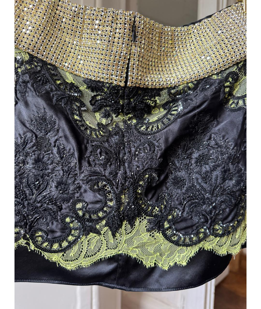 DOLCE&GABBANA Черная шелковая юбка мини, фото 7