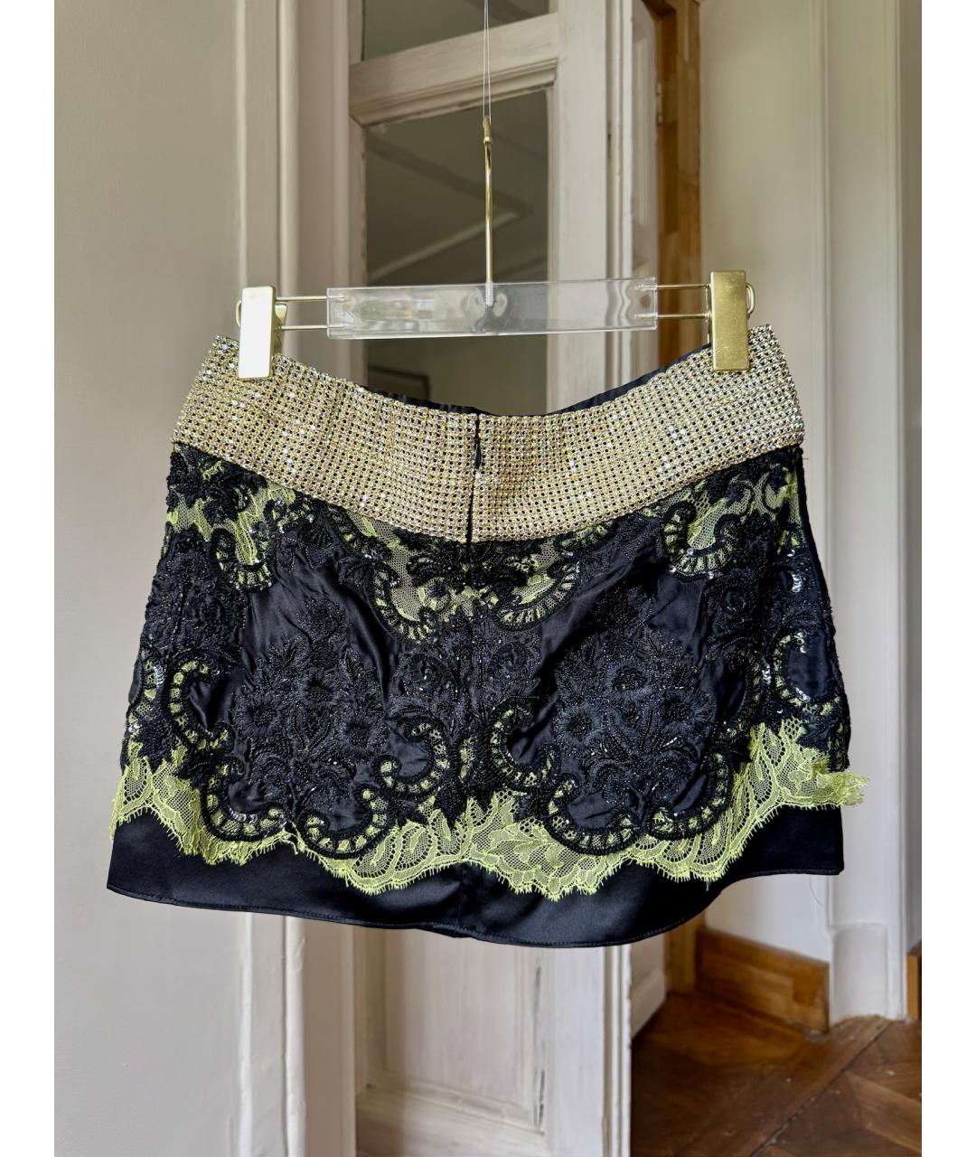 DOLCE&GABBANA Черная шелковая юбка мини, фото 3
