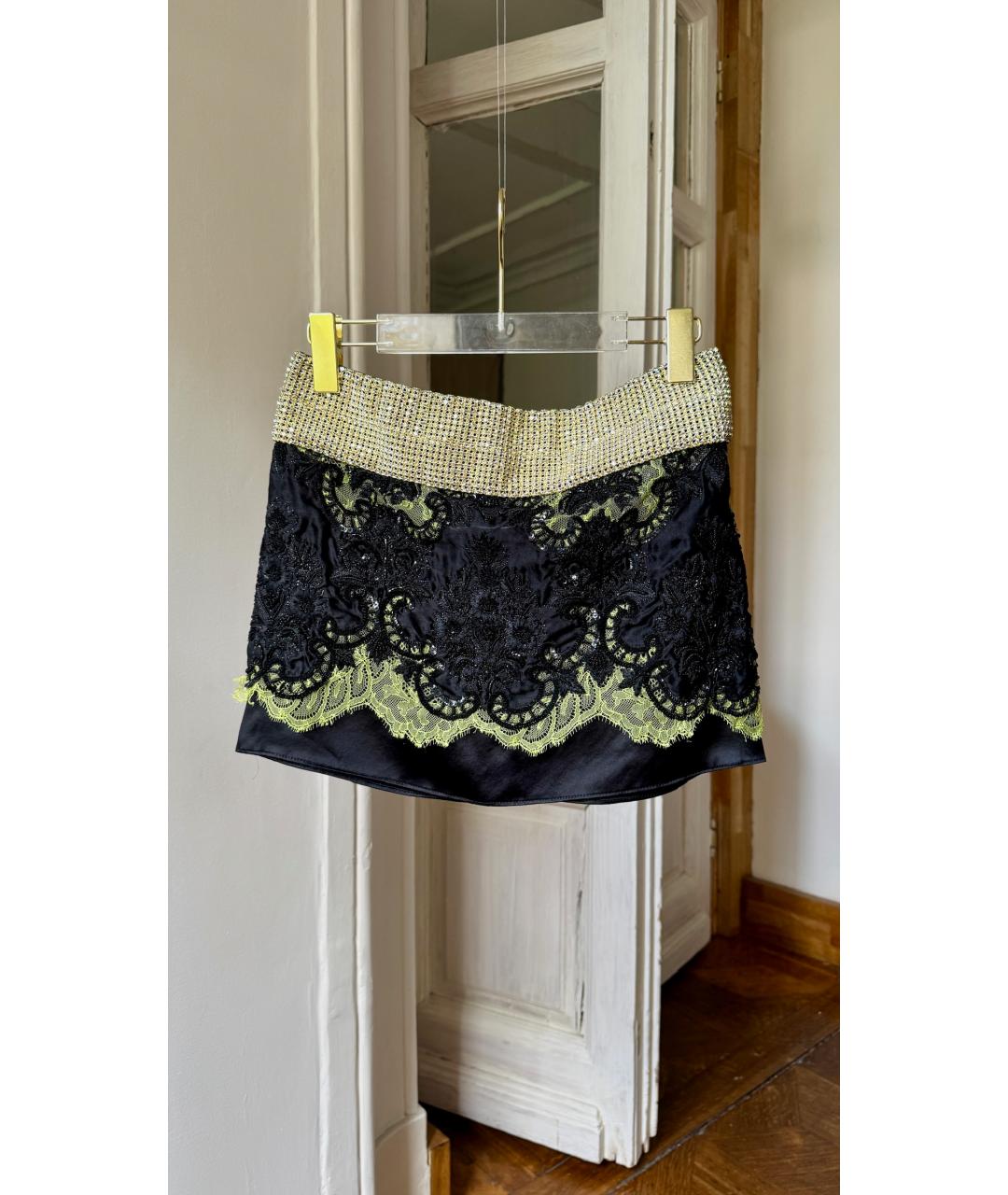 DOLCE&GABBANA Черная шелковая юбка мини, фото 2