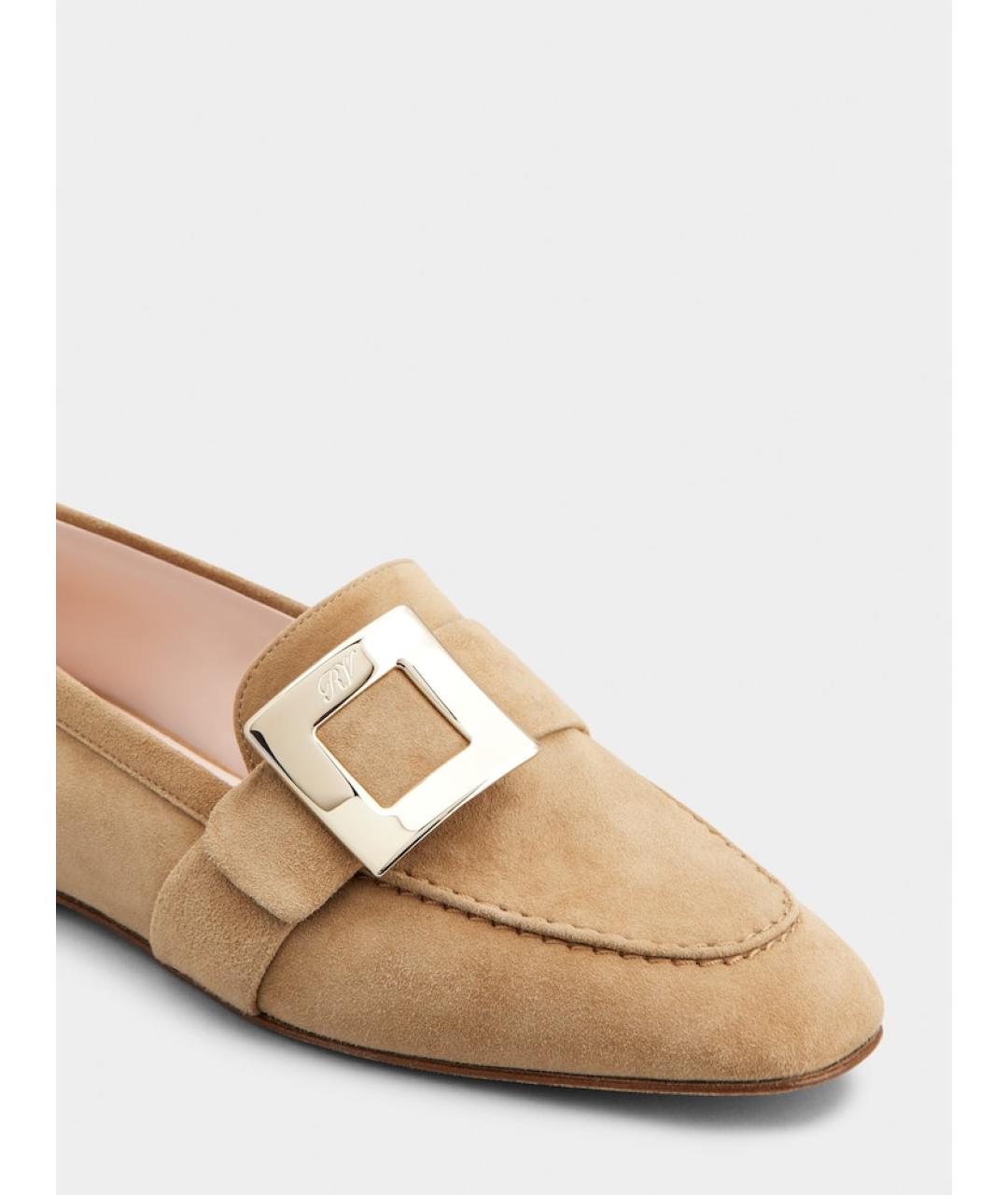 ROGER VIVIER Бежевые кожаные мокасины, фото 4