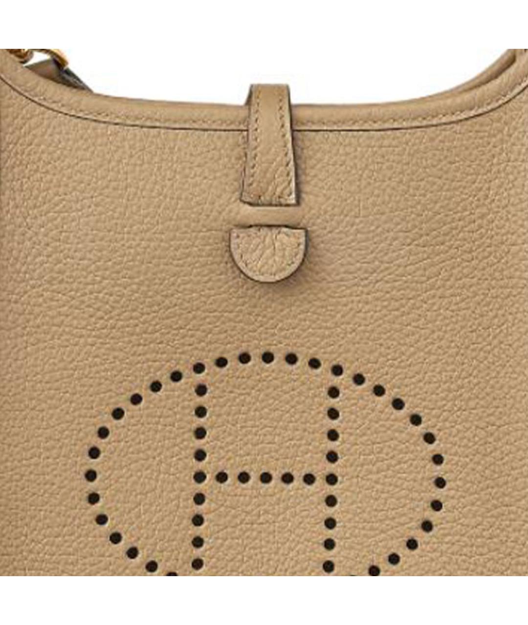 HERMES Бежевая кожаная сумка через плечо, фото 5