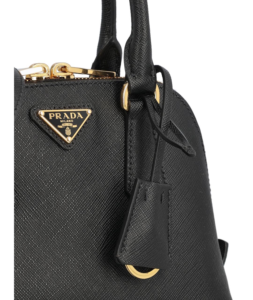 PRADA Черная кожаная сумка с короткими ручками, фото 2