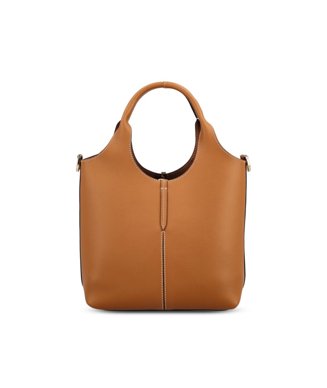 TOD'S Коричневая кожаная сумка с короткими ручками, фото 4