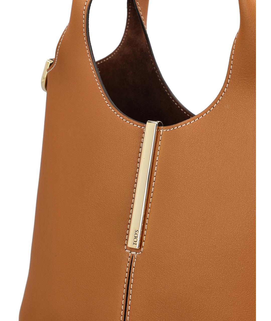 TOD'S Коричневая кожаная сумка с короткими ручками, фото 3