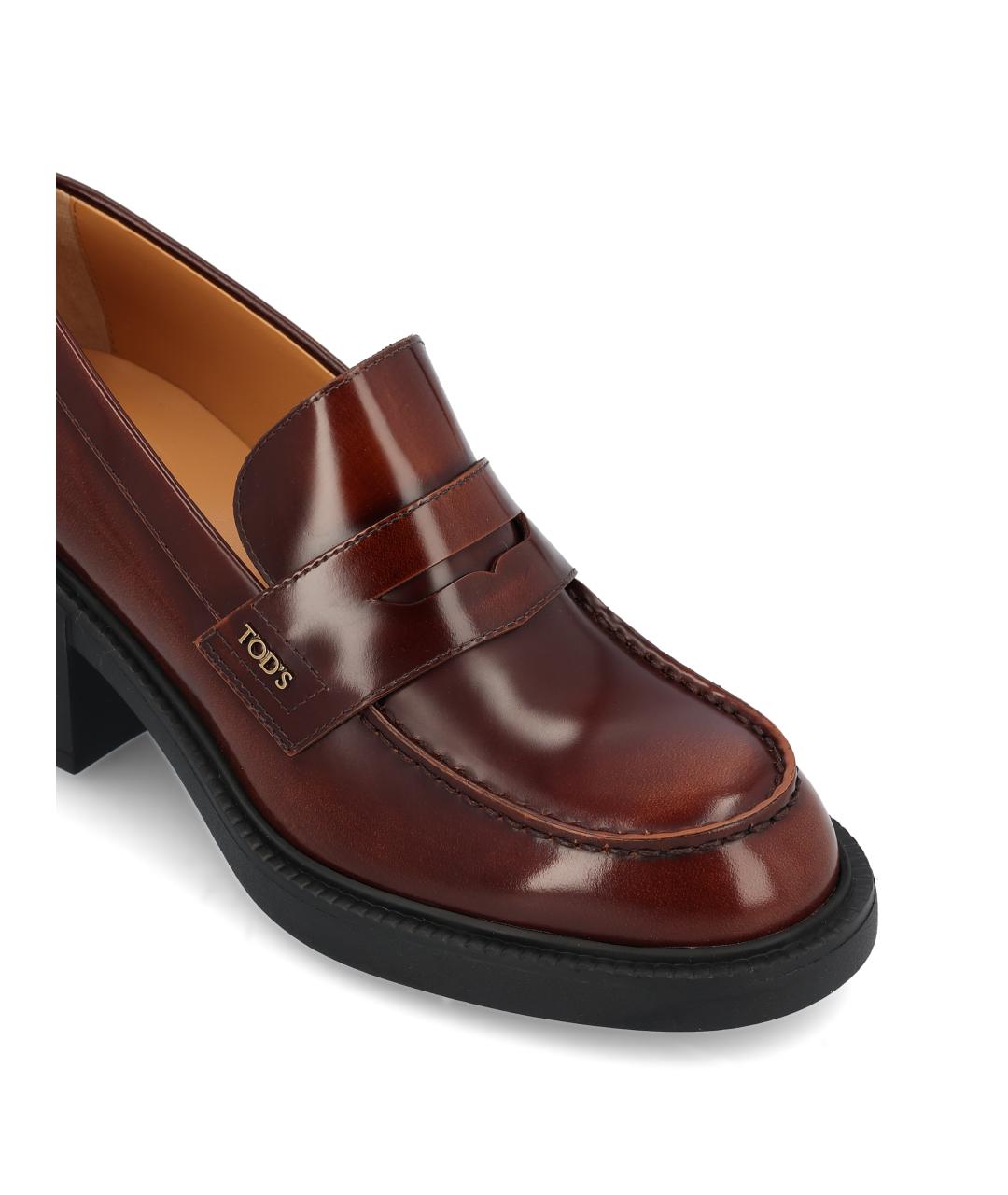 TOD'S Бордовые кожаные туфли, фото 3